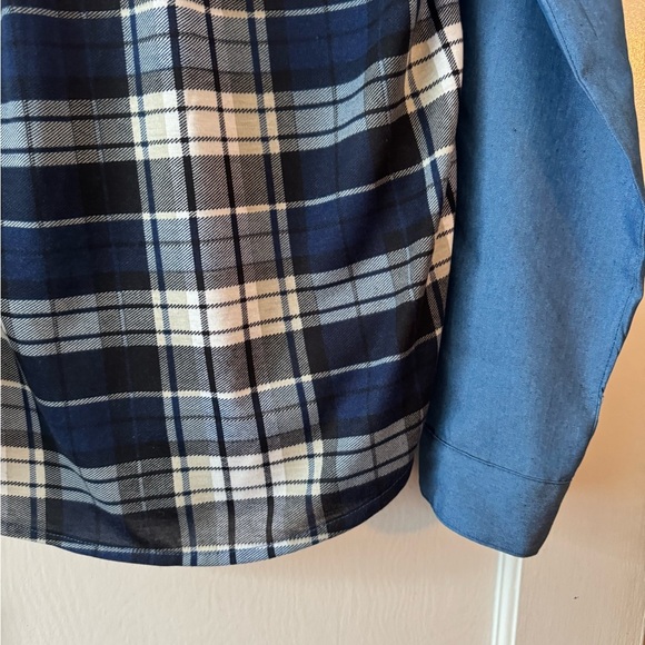 NY Collection Denim Blue Button Down Shirt - Picture 3 of 9